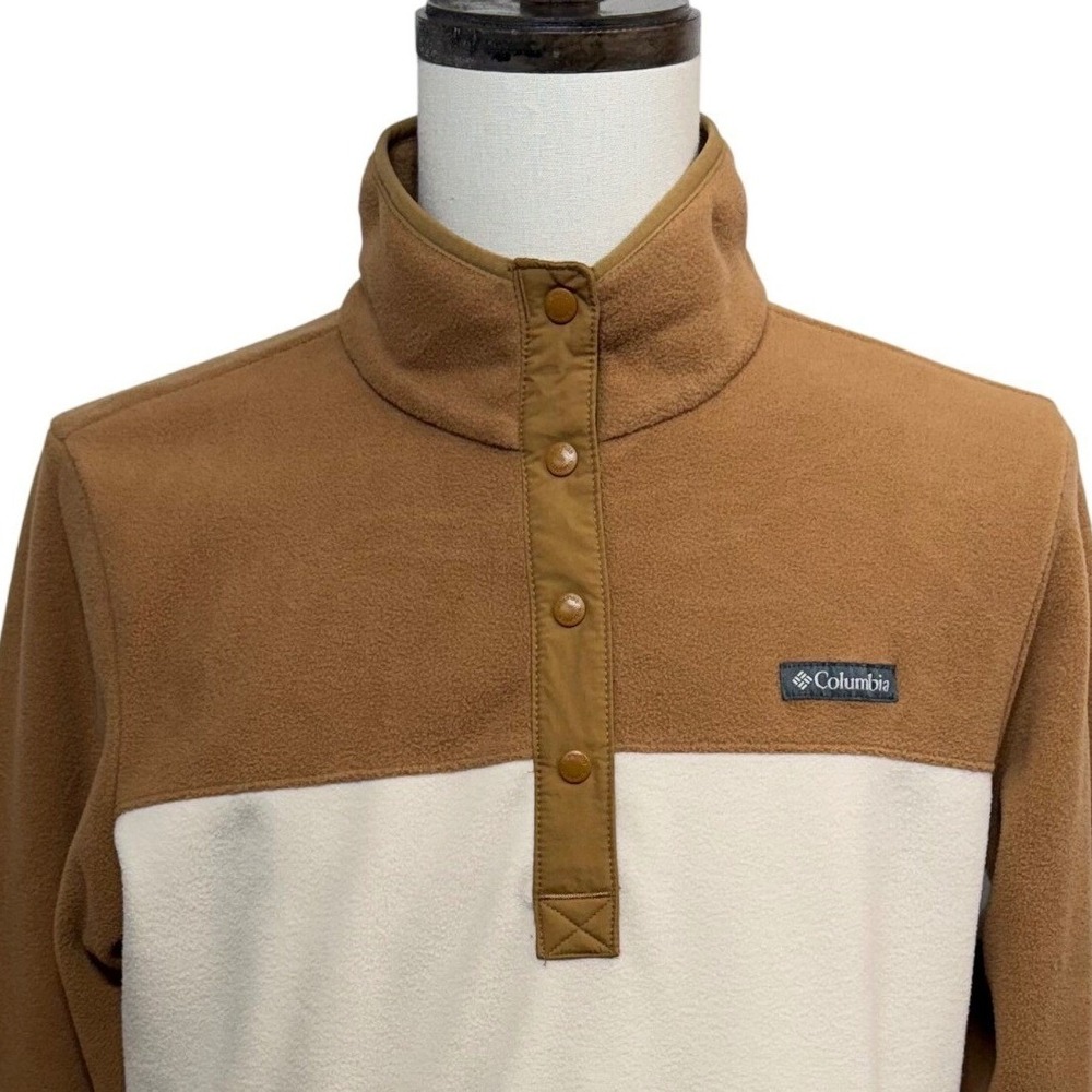 Columbia Pullover Mens XL‎ Tan White Fleece Benton Springs Sweater Jacket
